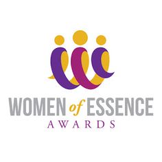 the logo for women of essence awards, which is designed to look like three people