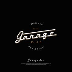 the logo for garage one dealership, which is located in an old fashion style