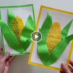 two handmade greeting cards with corn on the cob