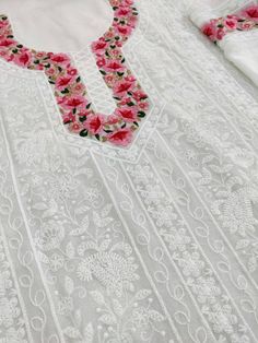 Item Overview ATHARVA Hand Embroidered Salwar Kameez/Chikankari Work/White/Georgette Shirt/Chiffon Dupatta/Border Embro/Custom Stitch Unstitch/Gift Dno. GE9069 Fabric: * Shirt: Georgette 2.5 Mts, * Dupatta: Georgette Dupatta with Embroidery on border/Bootis All Over * Bottom: Santoon Taffeta 2.5 Mts. Excusive Hand Embroidered Party Wear Punjabi Suit. 🌷CUSTOMIZATION (No Extra Charges) * Fabrics Customization: Designs Can be made in different Fabrics. *Color Customization: Designs Can be made in Designer White Churidar With Floral Embroidery, White Churidar With Floral Embroidery For Designer Wear, White Unstitched Wedding Suit For Spring, White Churidar With Floral Embroidery For Designer Occasions, White Unstitched Suit For Spring Wedding, White Floral Embroidered Churidar For Designer Wear, White Churidar With Floral Embroidery For Eid, White Anarkali Lawn Suit For Eid, White Floral Embroidered Salwar Kameez For Diwali