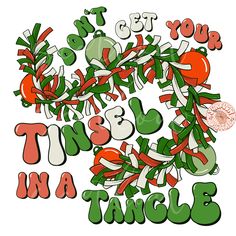 an image of some type of lettering with fruits and vegetables on it that says, let your tin'n in 3s