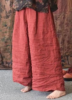 Women Red Loose Pockets Linen Wide Leg Pants SummerFabric: Cotton 45%, Linen 55%Size & Fit: This garment fits true to size.Length: Size 2XL measures 33.15"from waist to hem.Waist:Fitted - elastic waist allows stretch Hip: Loosely Fitted. room for hips. Hand Wash Cold. Red Cotton Harem Pants For Fall, Red Solid Color Bottoms For Fall, Red Wide Leg Pants With Pockets For Fall, Non-stretch Red Pants, Red Non-stretch Wide Leg Pants With Pockets, Red Non-stretch Summer Pants, Red Wide Leg Bottoms Solid Color, Red Wide Leg Pants For Spring, Red Wide Leg Bottoms