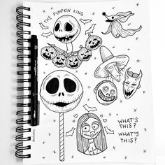 a notebook with halloween drawings on it and an image of jack - o'- lanterns