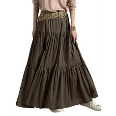 ZANZEA Women Casual Vintage Long Pleated High Waist Maxi Skirts Size: L.  Color: Brown.  Gender: female.  Age Group: adult. Long Skirt Summer, Ruffle Maxi Skirt, Retro Skirt, High Waisted Maxi Skirt, Elegant Skirt, Empire Dress, Boho Skirts, Maxi Skirts, Summer Fabrics