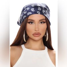 Brand New In Packaging! Blue Bandana For Summer, Blue One-size Bandana For Summer, Blue Summer Bandana, Summer Blue Bandana, Blue Bandana For Beach And Spring Season, Casual Blue Adjustable Headwrap, Blue Bandana For Beach And Summer, Summer Beach Blue Bandana, Trendy Blue One Size Headwrap