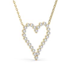 Celebrate love with our stunning Diamond Heart Necklace. Crafted in 14k gold, this exquisite piece is perfect for layering or wearing alone. It makes a thoughtful gift for birthdays, graduations, anniversaries, or as a bridal gift. Embrace the timeless beauty of this elegant necklace and order now to make hearts sparkle! This is the perfect gift for mom, wife, fiancee, girlfriend, valentine, daughter, family or friend. It is a special gift for mother's day, valentine's day, wedding, anniversary, Yellow Gold Heart Cut Diamond Necklace For Valentine's Day, Yellow Gold Heart Cut Diamond Necklace For Wedding, Yellow Gold Open Heart Diamond Necklace For Anniversary, Heart Shaped Yellow Gold Diamond Necklace For Anniversary, Heart-shaped Yellow Gold Diamond Necklace For Anniversary, Yellow Gold Heart Cut Diamond Necklace For Anniversary, Vvs Clarity Yellow Gold Diamond Necklace For Valentine's Day, Brilliant Cut Yellow Gold Diamond Necklace For Valentine's Day, Anniversary Yellow Gold Open Heart Diamond Necklace