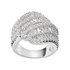 Add head-turning brilliance to your hand with this cubic zirconia wrap ring from Sophie Miller. Comes in a gift box.Ring Details: Width: .94 in. Metal: rhodium-plated sterling silver Cubic Zirconia Details: Total weight: 4 5/8 ct. Shape: triangular baguette, round Setting: channel, prong  Color: White. Gender: female. Age Group: adult. Silver Wrap Ring, Box Ring, Right Hand Rings, Wrap Ring, Cubic Zirconia Rings, All I Want For Christmas, Wrap Rings, All I Want, Womens Jewelry Rings