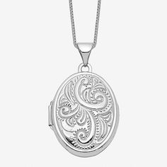 Features: Quick ShipJewelry Closure: Spring Ring ClaspLink Construction: SolidShape: OvalMetal Color: WhiteChain Length: 18 InchChain Width: .5 MillimetersPendant Length: 29mmPendant Width: 21mmChain Construction: BoxCare: Hand WashMetal: 14k White GoldNecklace Type: Locket NecklacesCountry of Origin: Imported Elegant Oval Link Locket Necklace, Elegant White Gold Oval Link Locket Necklace, Elegant Engraved Locket Necklace With Oval Link, Elegant Oval Link Locket Necklace For Wedding, Elegant Oval Link Locket Jewelry, White Gold Oval Link Locket Necklace, Formal White Gold Oval Pendant Locket Necklace, Classic Oval Engraved Necklaces, Oval Fine Jewelry Necklace With Intricate Design