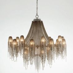 a chandelier with many lights hanging from it