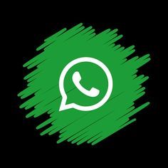 the whatsapp icon is shown in green on a black background with brush strokes