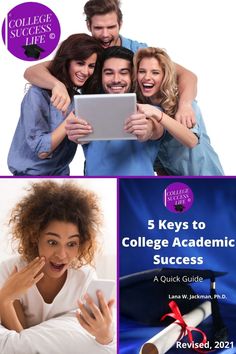 a collage of photos with the words 5 keys to college academic success