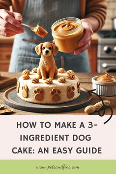 a person is decorating a cake with icing and dog paw prints on it