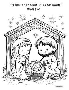 a christmas nativity scene with the birth of jesus and baby jesus in a manger