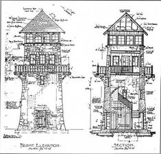 an architectural drawing of the lighthouse house