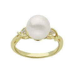 A luminous freshwater cultured pearl and genuine white topaz accents give this PearLustre by Imperial ring sophisticated style. Comes in a gift box. RING DETAILSWidth: 9 mm Size: 7Metal: 14k gold over sterling silverCULTURED PEARL DETAILSType: freshwaterShape: roundSize: 9-9.5 mmColor: whiteSTONE DETAILSStone type: genuine white topazTotal weight: .03 ct.Shape: roundSetting: prongGemstones may have been treated to enhance their appearance. Special care may be required. Please visit our Gemstone Pearl Promise Rings, Cultured Pearl Ring, Box Ring, Right Hand Rings, White Gold Jewelry, White Topaz, Cultured Pearls, Pearl Ring, 10k Gold