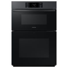 two black ovens side by side on a white background