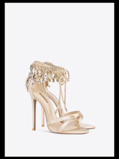 Champagne crystal drop open-toe lace-up dress high-heel sandals shoes - Imia Wedding Shoes Champagne, Shoe List, Gold High Heel Sandals, Champagne Shoes, Champagne Heels, Champagne Prom Dress, Heels Prom, Shoe Design, Crystal Drop