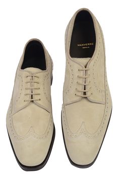 NEW US Size: 7.5 MAX VERRE Size: 6.5 Tan - Beige Color Made of Suede Leather Derby 5 Eyelet Full Brogue Wingtip Included Shoe Box NOT Included Shoe Bag and Tree This product is located in our US warehouse. Designer Wingtip Brogue Lace-up Shoes, Designer Lace-up Wingtip Brogue Shoes, Elegant Low-top Lace-up Shoes With Brogue Detailing, Designer Wingtip Lace-up Shoes For Derby, Luxury Brogue Lace-up Derby Shoes, Designer Wingtip Dress Shoes With Brogue Detailing, Formal Low-top Oxfords With Laces, Designer Lace-up Oxfords With Brogue Detailing, Luxury Lace-up Derby With Brogue Detailing