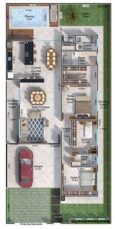 the floor plan for a house with two car garages and an attached living area