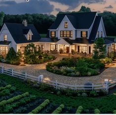 an artist's rendering of a large house in the middle of a field at night