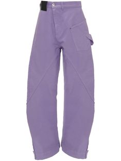 purple organic cotton denim belt loops side stripe detailing high-rise wide leg front button and zip fastening side patch pocket two rear patch pockets This item is made from at least 50% organic materials. Baggy Cotton Cargo Pants In Purple, Baggy Purple Cotton Cargo Pants, Purple Cotton Cargo Pants, Purple Straight Leg Bottoms With Cargo Pockets, Purple Straight Leg Cargo Pants With Pockets, Purple Straight Leg Pants With Cargo Pockets, Purple Wide-leg Bottoms With Cargo Pockets, Purple Wide Leg Bottoms With Cargo Pockets, Lavender Straight Leg Bottoms With Pockets