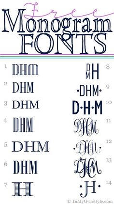 the font and numbers for monogram fonts