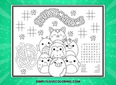 an adult coloring page with the words sushiamas on it and some animals