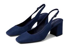 Anne Klein Lizette - Women's Shoes : Navy : Look effortlessly sophisticated and stylish wearing the comfy Anne Klein Lizette pumps. Synthetic upper. Fabric lining and insole. Cushioned footbed offers enhanced comfort and arch support. Adjustable slingback strap with buckle closure. Anne Klein iFlex Technology allows for a flexible fit that can bend up to 90 degrees. Square toe. Block heel. Man-made outsole. Imported. Measurements: Heel Height: 2 3 4 in Weight: 10 oz Product measurements were tak Fitted Slingback Pumps With Removable Insole, Medium Width Slingback Pumps With Cushioned Footbed, Cushioned Slingback Pumps For Formal Occasions, Medium Width Cushioned Slingback Pumps, Spring Slingback Pumps With Arch Support, Spring Ankle Strap Slingback Pumps With Cushioned Footbed, Chic Slingback Pumps With Cushioned Footbed And Round Toe, Spring Synthetic Slingback Pumps With Arch Support, Cushioned Closed Toe Slingback Pumps