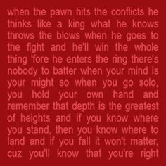 a red background with white text that reads, when the pawn hits the conflicts he thinks like