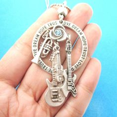 Silver Music-themed Metal Necklace, Nickel-free Silver Music-themed Necklaces, Brass Hand, Trumpets, Bridesmaid Bracelet, Electric Guitars, Initial Pendant, Musical Instrument, Brass Handles