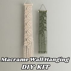 macrame wall hanging diy kit with text overlay that reads macrame wall hanging diy kit