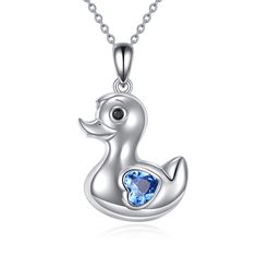 Discover the timeless elegance of our heartshaped, blue crystal duck pendant necklace, meticulously crafted from a hrefcollectionsterlingsilvernecklacesufont color333333Sterling silverspanspanfontua and a hrefcollectionwhitegoldchainufont color333333White gold platedspanspanfontua for a radiant finish. Perfect for women who appreciate intricate design and highquality materials, this unique piece effortlessly combines charm and sophistication. Our sterling silver pendant necklace features a heart Duck Necklace, Cow Necklace, Be In The Moment, Crystal Heart Pendant, Sterling Silver Anklet, Heart Crystal, Kids Necklace, Spiritual Meaning, Agate Jewelry