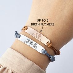 Please send us in the checkout note the following information: The instruction and birthstones you want Eg: Grandma + march, july, october • Up to 1-2 short words and 6 birthstones. ABOUT THIS ITEM Gift this birthstone flower bracelet to you mom/grandma, make her day more special. This bracelet can be personalized with "mommy", "grandma" and the birthstones represents your family members. P R O D U C T • I N F O ✅ MATERIAL: High Quality Solid 925 Sterling Silver with 18K Gold, Rose Gold-Plated & Personalized Flower Jewelry For Friendship, Personalized Flower Shaped Friendship Jewelry, Personalized Flower-shaped Jewelry For Friendship, Personalized Flower-shaped Friendship Jewelry, Adjustable Engraved Bracelet As A Gift For Her, Adjustable Flower Bracelet Gift For Her, Adjustable Flower Bracelet As A Gift For Her, Adjustable Flower Bracelets As Gift For Her, Adjustable Name Bracelet - Mother's Day Gift For Her