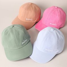 Kids Mini Embroidered Letters Baseball Cap, Stylish Casual 100% Cotton Outdoor Caps, Perfect Hat for Everyday Fashion, Adjustable Cap. It's a cool classic designed to add personal shade wherever you go! Perfect for dog walking, the beach, the gym, the pool, and everyday wear! It's fully adjustable and easy to style! ** 🧢 Detail & Features 🧢 ** - "mini" Letters Design - Embroidered Baseball Cap - Adjustable Strap Closure  - 100% Cotton *Size Detail : 5" Crown, 2 1/2" Curved Brim and  6 3/8 to 7 Trendy Hats With Letter Embroidery And Curved Brim, Cute Everyday Baseball Cap, Cute Baseball Cap With Embroidered Logo, Casual Mini Snapback Hat With Letter Print, Trendy Letter Embroidery Dad Hat, Everyday Cap With Letter Embroidery, Cute Baseball Cap With Embroidered Logo And Curved Brim, Cute Adjustable Baseball Cap With Embroidered Logo, Cute Hat With Letter Print And Curved Brim