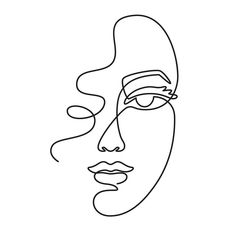 a line drawing of a woman's face