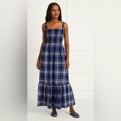 Nwt, Just Too Small For Me. Selling But Will Trade For A Small Or Medium! Preppy Clothing Brands, Plaid Maxi Dress, Hill House Home, Nap Dress, Blue And Green Plaid, Daphne Dress, House Dresses, Hill House, Lilac Dress