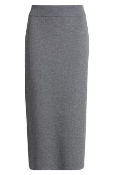 Knit from a luxe blend featuring cotton and cashmere, this slim sweater-skirt will be a work-to-weekend staple. Elastic waist 82% cotton, 13% cashmere, 4% other fibers, 1% spandex Machine wash, dry flat Imported Elegant Knit Pencil Skirt, Elegant Knit Bottoms For Workwear, Elegant Knit Skirt For Work, Slim Sweater, Sweater Skirt, Grey Sweater, Pencil Skirt, Pencil, Cashmere