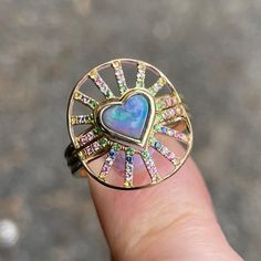 Eden Presley Nesting Ring at At Present Jewelry Multicolor Multi-stone Opal Ring, Fine Jewelry Multicolor Multi-stone Opal Ring, Multicolor Opal Multi-stone Rings, Multicolor Opal Round Ring, Multicolor Opal Gemstone Ring, Nesting Ring, The Eden, Rainbow Jewelry, Thread Earrings