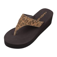 PRICES MAY VARY. TRENDY: Rhinestone-embellished leather straps , Eva foam foot bed, Durable hard rubber sole VERSATILE STYLE FOR EVERYDAY - Straps decorated with beautiful designed rhinestones. 2 inches heel makes the jeweled flip flops great with jeans dresses and shorts, also great with bikini HIGH DENSITY MEMORY FOAM AND CUSHIONING EVA INSOLE mold to your feet and you'll feel like walking on clouds. They can give you absolutely enough arch support and reduce foot stress DURABLE & ANTI SLIP RU Heel Flip Flops, Trendy Slippers, Heeled Flip Flops, Summer Flip Flops, On Clouds, Outdoor Sandals, Beach Flip Flops, Women Beach, Flip Flop Slippers