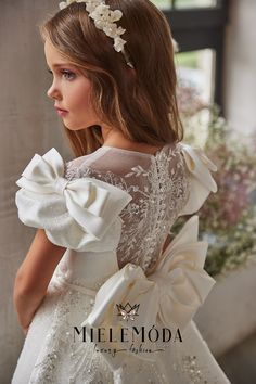 Luna Luxury Flower Girl Dress - Miele Moda Luxury Fashion Flower Girl Dress, Girl Dress, Flower Girl, White Dress, Satin, Lace, Flowers, Hair, Dresses