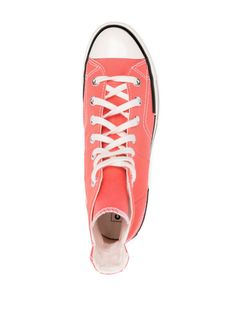 Watermelon Slushy orange/white/black canvas panelled design contrast stitching logo patch to the side logo patch to the rear metal eyelet detailing silver-tone hardware rubber toecap round toe front lace-up fastening full lining branded insole chunky rubber sole This item is in size 5 and the color is Red Red High-top Sneakers With Logo-print Tongue, Casual High-top Sneakers With Logo-print Tongue, Red Casual Sneakers With Logo-print Tongue, Casual Red Sneakers With Logo-print Tongue, Sporty Converse Sneakers With Embroidered Logo, Red High-top Sneakers With Embroidered Logo, High-top Sneakers With Logo Patch For Sports, Sports High-top Sneakers With Logo Patch, Sporty Converse High-top Sneakers