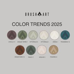 the brush art color trend for 2020 is shown in various colors and sizes, including white,