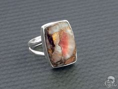 Silver and Red Calcite Copper Ring Untreated Red Rings For Gift, Red Untreated Rings As A Gift, Untreated Red Rings As A Gift, Red Calcite, White Buffalo Turquoise, Copper Ring, Birthday Board, White Turquoise, Copper Rings