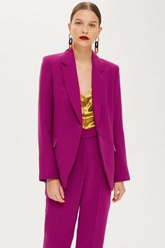 Magenta Suit, Long Blazer Outfit, Outfit Blazer, Magenta Dress, Casual Skirt Outfits, Moda Vintage, Topshop Outfit