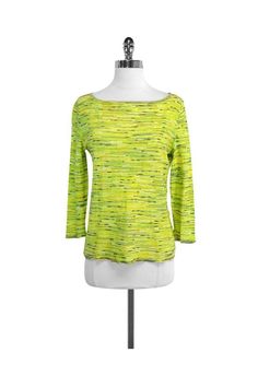 Current Boutique-Escada - Lime Green Knit Top Sz 8 Fitted Textured Knit Spring Sweater, Fitted Textured Knit Sweater For Spring, Green Textured Knit Top For Spring, Spring Green Textured Knit Top, Green Knit Fitted Top, Spring Stretch Knitted Top, Spring Stretch Textured Knit Tops, Spring Textured Knit Stretch Tops, Green Knit Top For Spring