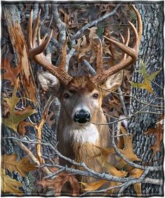 an image of a deer with antlers on it's head in the woods