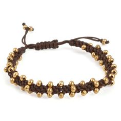 Hand Braided Bracelet-Gold Drop-Chocolate Brown Gold Casual Braided Bracelets With Adjustable Length, Casual Gold Braided Bracelet With Adjustable Length, Casual Gold Resizable Braided Bracelets, Brown Resizable Everyday Jewelry, Casual Gold Braided Bracelet With Adjustable Cord, Adjustable Braided Brown Jewelry, Adjustable Brown Braided Jewelry, Adjustable Gold Braided Bracelet With Sliding Knot, Brown Braided Bracelet With Sliding Knot As Gift