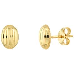 14K Yellow Gold D/C Oval Dome Stud Earrings - Women. Stud earrings exude a classy and sophisticated prescence, yet are so simple and timeless. Desirable and versatile these earrings can worn with any outfit, from a casual day at the office to a formal black-tie event. Their 14 karat gold brilliance will leave onlookers in awe. Our D/C (Diamond Cut) stud earrings are made with the buyer in mind. Fitted with a post and butterfly backing for a secure fit. Size: one size.  Gender: female.  Age Group Women Stud Earrings, Black Tie Event, Earrings Women, Gold Earrings Studs, Gold Studs, Diamond Cut, Long Earrings, Black Tie, Gender Female