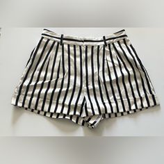 New With Tags, Never Worn. Size: 10. Waist: 15.5” And Inseam: 14.5” High- Waisted Chic Striped High-waisted Shorts, Chic High Waist Striped Shorts, Trendy White Shorts For Workwear, Olivia Black, Striped Shorts, Alice Olivia, High Waist, Size 10, Black White