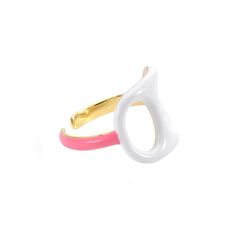 ICONIC! Our Signature Bestselling POP DROP© earring gets a matching ring that's equally whimsical and fun. The best part is it is adjustable as well! Fits size 5 to 8. Hand painted with enamel over 14k plated gold, the new POP DROP© RING is available in two different colors: pink pop x white band and white pop x pink band. Trendy Adjustable White Jewelry, Unique Adjustable White Jewelry, Playful Adjustable Jewelry For Spring, Playful Adjustable Spring Jewelry, Pink Adjustable Open Ring Jewelry, Modern Adjustable White Rings, Handmade Adjustable White Rings, Modern White Adjustable Rings, White Ring Jewelry For Spring